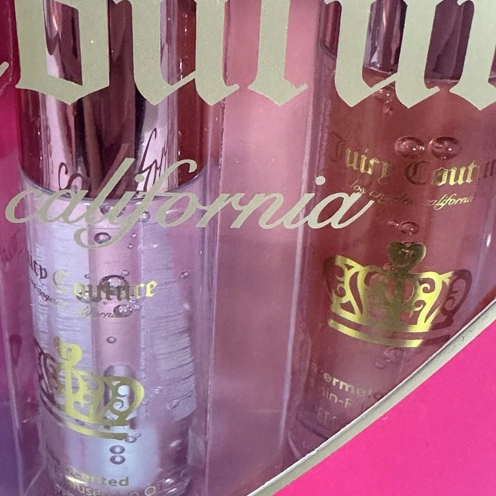 Juicy Couture Lip Oil Set 4 Pc Cherry Raspberry Rose Strawberry Heart Gift NWT
